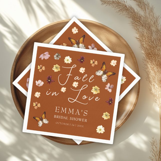 Rückgang der Liebe Burnt Orange Boho Brautparty Serviette (Von Creator hochgeladen)