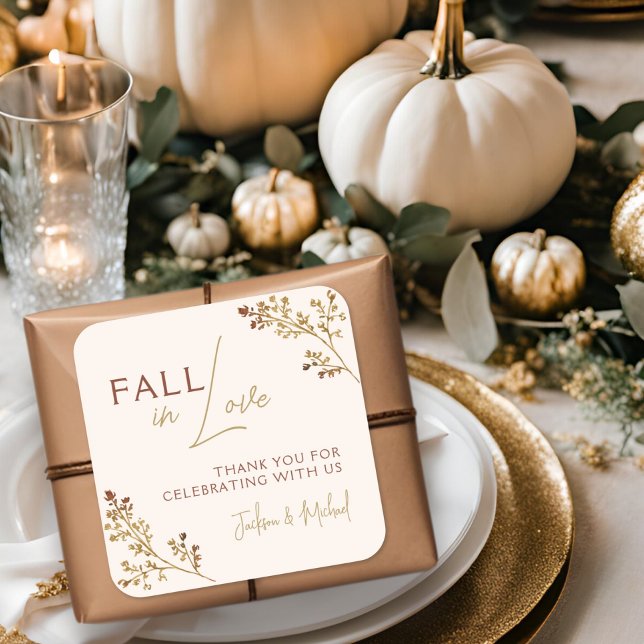 Rückgang der Liebe Fall Foliage Neutraler Polterab Quadratischer Aufkleber (Von Creator hochgeladen)