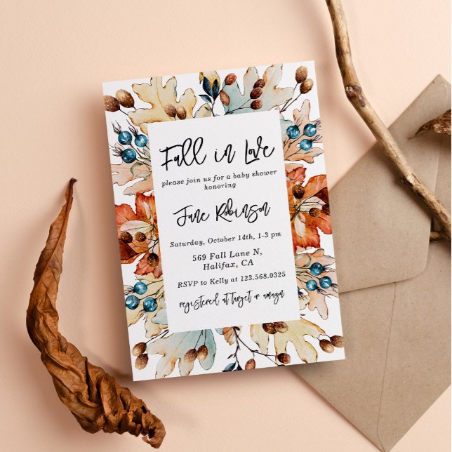 Rückgang der Liebe Herbst Blätter Berries Babydusc Einladung (Von Creator hochgeladen)