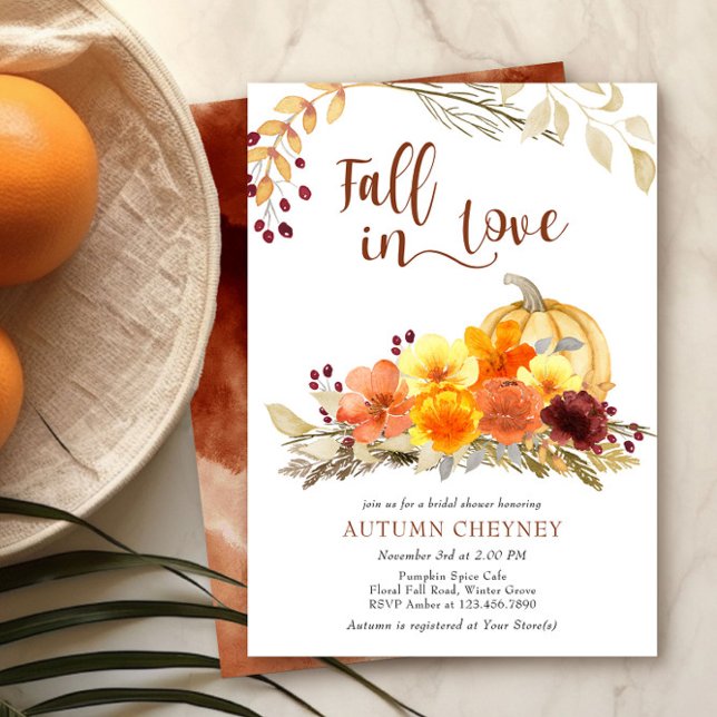 Rückgang der Liebe Herbst Blume Brautparty Einladung (Fall in Love autumn bridal shower invitation by Darling & May)