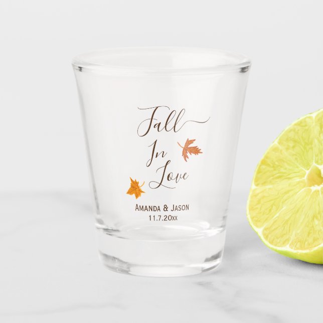Rückgang der Liebe Herbst Gastgeschenk Hochzeit Schnapsglas (Vorderseite)