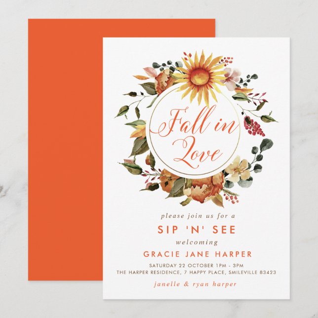 Rückgang der Liebe Herbstkranz Einladung (Vorne/Hinten)