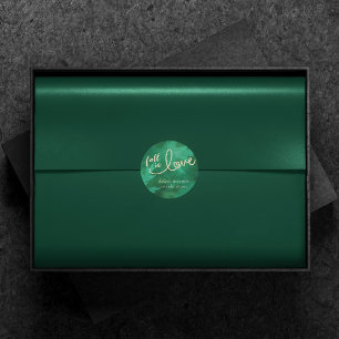 Rückgang der Liebe mit Herbst   Jade Green und Gol Runder Aufkleber