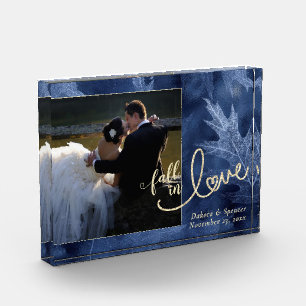 Rückgang der Liebe mit Herbst Navy Blue Gold Wed Fotoblock