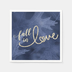Rückgang der Liebe mit Herbst Navy Blue und Gold Serviette