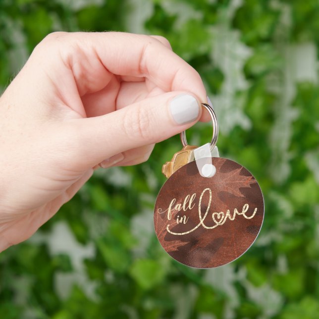 Rückgang der Liebe mit Herbst | Rustic Boho Chic O Schlüsselanhänger (Hand)