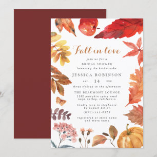Rückgang der Liebe Orange Blätter & Pumpkin Brautp Einladung