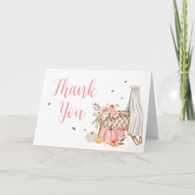 Rückgang der Liebe Pink Pumpkin Dankeskarte (Vorderseite)