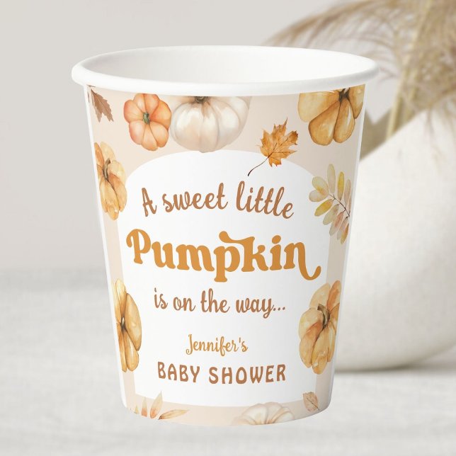 Rückgang der Liebe Pumpkin Baby Dusche Retro Papie Pappbecher (Von Creator hochgeladen)
