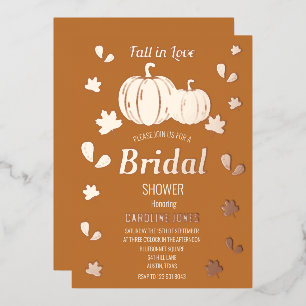 Rückgang der Liebe Pumpkin Boho Gold Foil Brautpar Folieneinladung