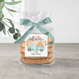 Rückgang der Liebe Pumpkin Farm Truck Baby Dusche Quadratischer Aufkleber