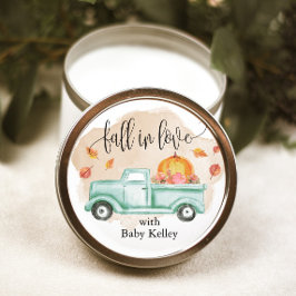 Rückgang der Liebe Pumpkin Farm Truck Baby Dusche Runder Aufkleber