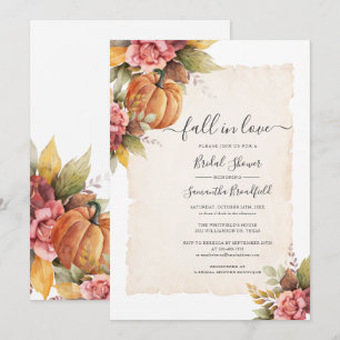 Rückgang der Liebe Pumpkin Pink Floral Brautparty Einladung