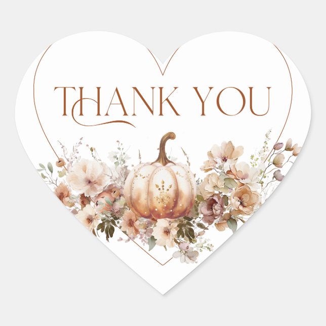 Rückgang der Liebe Pumpkin Wildblume Brautparty Herz-Aufkleber (Vorderseite)