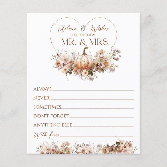 Rückgang der Liebe Pumpkin Wildblume Brautparty Wi (Vorderseite)