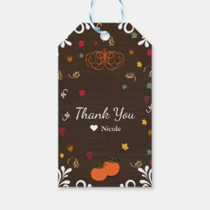 Rückgang der Liebe Pumpkins Blätter & Wood Baby Du Geschenkanhänger