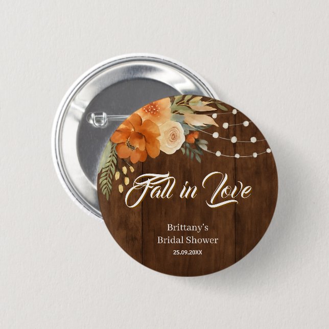Rückgang der Liebe Rustikaler Fall Blume Brautpart Button (Vorne & Hinten)