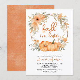 Rückgang der Liebe Rustikales Orange Pumpkin-Braut Einladung