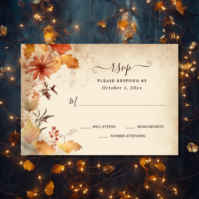 Rückgang der Liebe Schöne Blume Herbst Hochzeit im RSVP Karte (Front - Fall in Love Beautiful Autumn Flowers Fall Wedding RSVP Card)