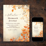 Rückgang der Liebe Schöne Herbst Blätter Hochzeit  Einladung<br><div class="desc">Feiern Sie die Liebe inmitten des Herbstes mit unserem "Fall in der Liebe Schöner Herbst lässt Hochzeit im Herbst Einladung." Diese Einladung, die mit einem eleganten Wasserfarbenblattdesign geschmückt ist, spiegelt den Zauber der Saison wider. Die Naturfarben und die trendige Schriftzeichen-Typografie verleihen dem Ganzen eine Touch von Eleganz und geben den...</div>