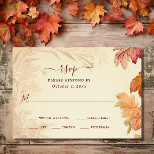 Rückgang der Liebe Schöne Herbst Blätter Hochzeit RSVP Karte