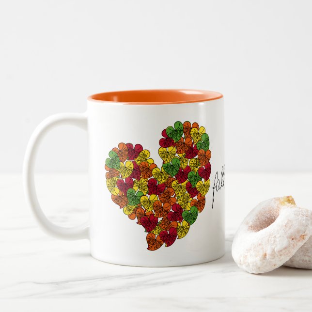 Rückgang der Liebe-Signatur-Multi Zweifarbige Tasse (Mit Donut)