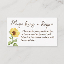 Rückgang der Liebe Sonnenblumen Brautparty Rezept Begleitkarte