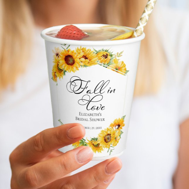 Rückgang der Liebe Sonnenblumen Herbst Brautparty Pappbecher (Von Creator hochgeladen)