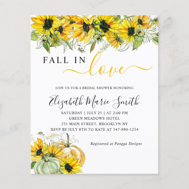 Rückgang der Liebe Sonnenblumen Pumpkin-Brautparty (Vorderseite)