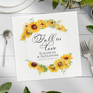 Rückgang der Liebe Sonnenblumenhochzeit Foto Serviette
