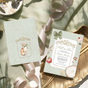 Rückgang der Liebe Vintag Whimsical Sage Baby Dusc Einladung