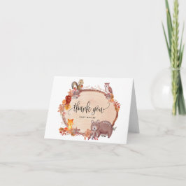 Rückgang der Liebe von Waldtieren, rustikale Kinde Dankeskarte