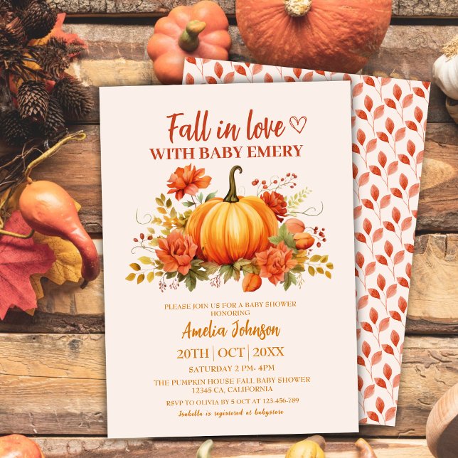 Rückgang der Liebe Wasserfarben Blumenkürbis Babyd Einladung (Von Creator hochgeladen)