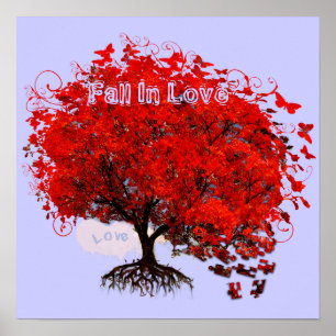 Rückgang der Liebe Wirbel Roots Puzzle Stücke Rote Poster