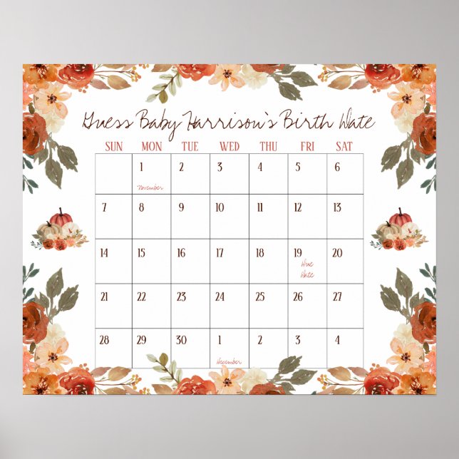 Rückgang in der Liebe, Baby Shower Rate Baby's Bir Poster (Vorne)