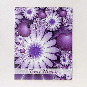 Rückgang in Liebe Abstrakte Blume & Herzname Puzzle