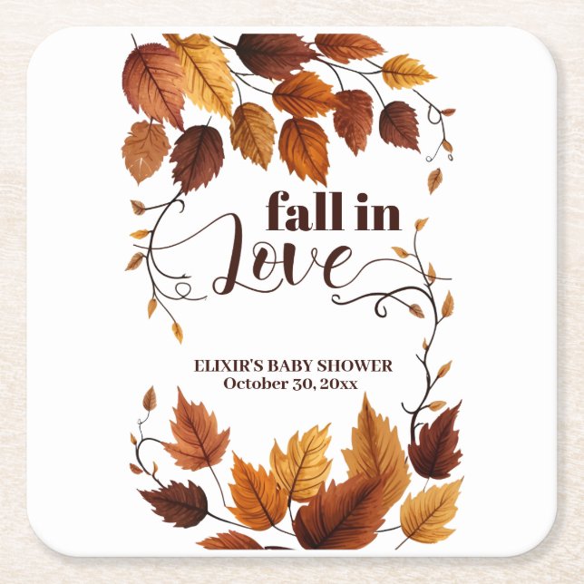 Rückgang in Liebe mit Herbstleeves Babydusche Rechteckiger Pappuntersetzer (Vorderseite)