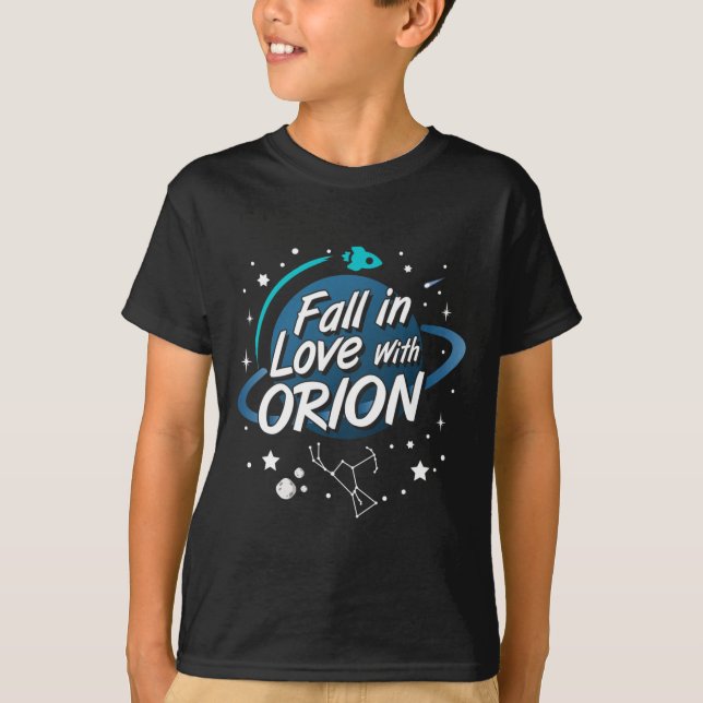 Rückgang in Liebe mit Orion Constellation Astrolog T-Shirt (Vorderseite)