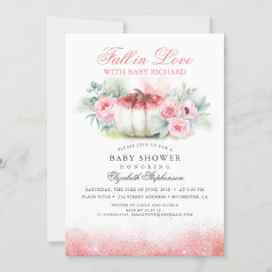 Rückgang in Liebe Rose Gold Glitzer Pumpkin Baby D Einladung