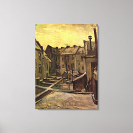 Rückgrat alter Häuser in Antwerpen im Schnee Leinwanddruck