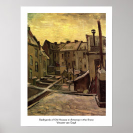 Rückgrat alter Häuser in Antwerpen im Schnee Poster