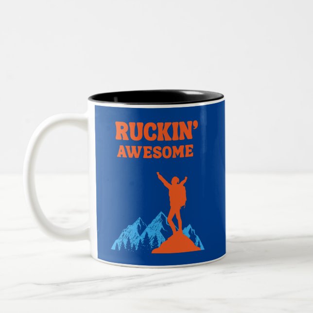 Ruckin' Awesomel für die Rucksacktouristen Zweifarbige Tasse (Links)