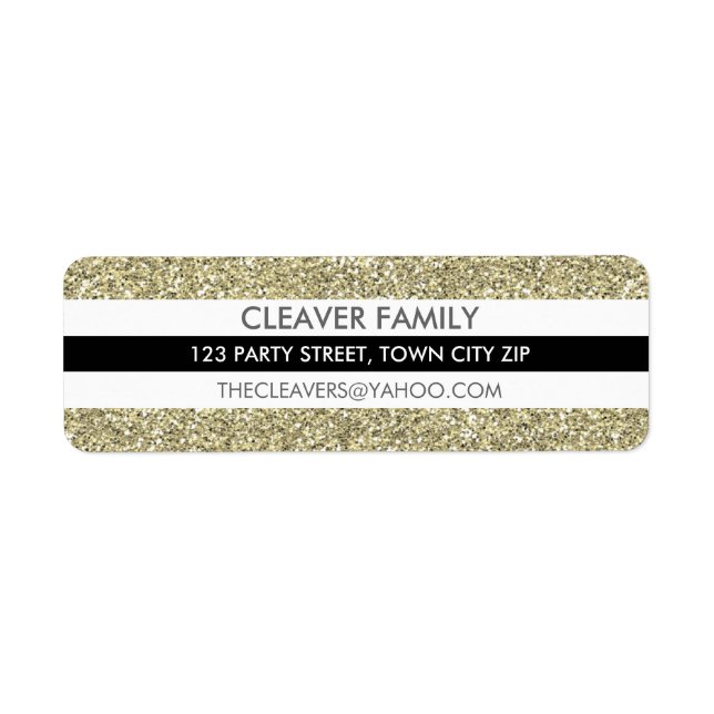 RÜCKKEHR ADDRESS ETIKETT Moderner Streifen Glitzer (Vorne)