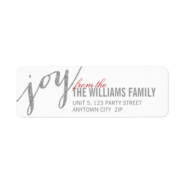 RÜCKKEHR ADRESSE ETIKETT Glitzer Typ silber (Vorne)