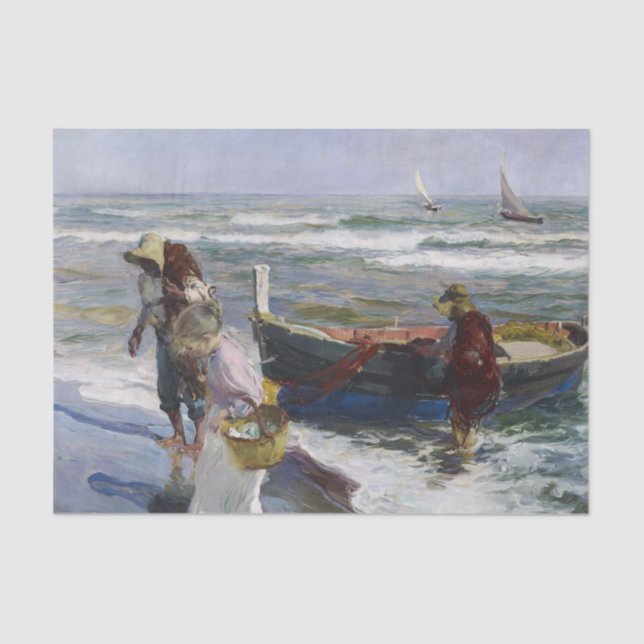 Rückkehr aus der Fischerei, Joaquin Sorolla y Bast Seidenpapier (Vorderseite)
