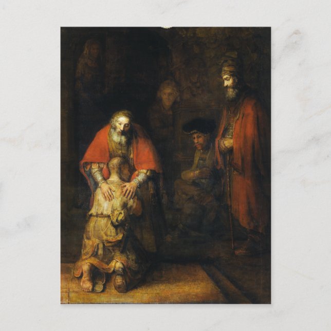 Rückkehr des Prodigal Son durch Rembrandt Postkarte (Vorderseite)