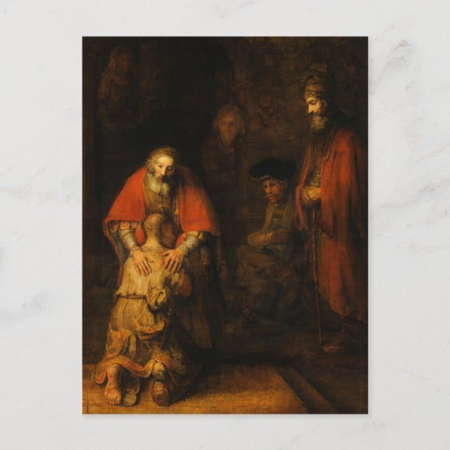 Rückkehr des Prodigal Son durch Rembrandt van Rijn Postkarte (Vorderseite)