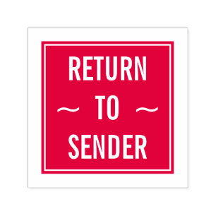 "RÜCKKEHR ZUM SENDER" Square Rubber Briefmarke Permastempel