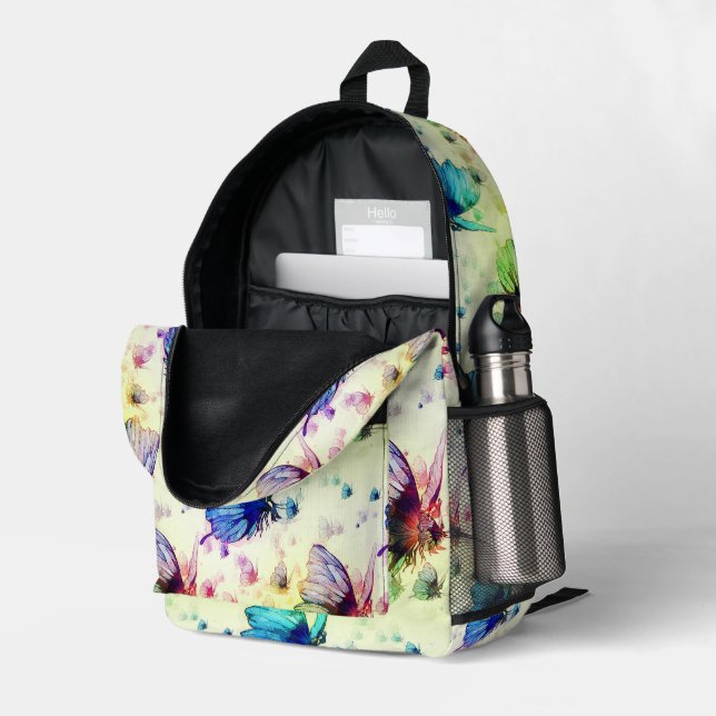 Rückpack für Aquarellbutterfische #3 Bedruckter Rucksack (Rückseitige Ecke links (Offen) )