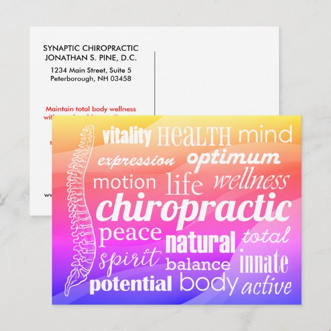 Rückruf der Reaktivierung von chiropraktischen Wör Postkarte (Vorne/Hinten)